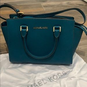 Michael Kors Selma Medium Satchel in Deep Teal